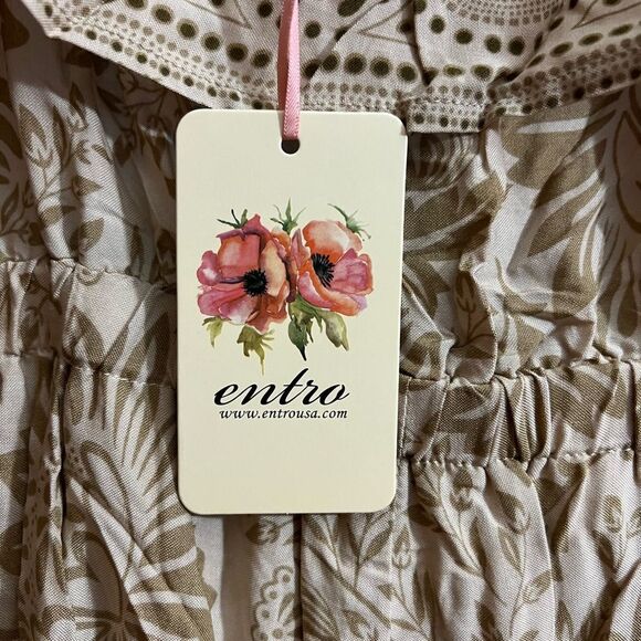 Entro Cream and Brown Ruffle Romper Sz M - Picture 4 of 4
